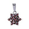 Silver pendant with czech garnet, rhodium plated - star                                             