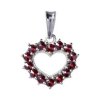 Silver pendant with czech garnet, rhodium plated - heart                                            
