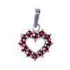 Silver pendant with czech garnet, rhodium plated - heart                                            