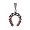 Silver pendant with czech garnet, rhodium plated - horseshoe                                        