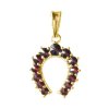 Silver pendant with czech garnet, gold plated - horseshoe                                           
