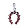 Silver pendant with czech garnet, rhodium plated - horseshoe                                        