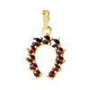 Silver pendant with czech garnet, gold plated - horseshoe                                           