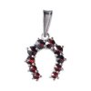 Silver pendant with czech garnet, rhodium plated - horseshoe                                        