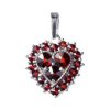 Silver pendant with czech garnet, rhodium plated - heart                                            