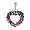 Silver pendant with czech garnet, rhodium plated - heart                                            