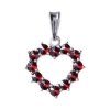 Silver pendant with czech garnet, rhodium plated - heart                                            