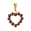 Silver pendant with czech garnet, gold plated - heart                                               