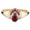 Gold ring with czech garnet - drop                                                                  