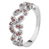 Silver ring with czech garnet, rhodium plated - leaf                                                