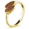 Silver ring with czech garnet, gold plated - oval                                                   