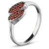 Silver ring with czech garnet, rhodium plated - oval                                                