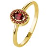 Silver ring with czech garnet, gold plated - oval                                                   