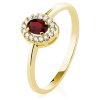 Gold ring with czech garnet and diamond - oval                                                      