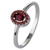 Silver ring with czech garnet, rhodium plated - oval                                                