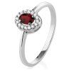 White gold ring with czech garnet and diamond - oval                                                