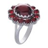Silver ring with czech garnet, rhodium plated - oval                                                