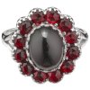 Silver ring with czech garnet, rhodium plated - oval                                                