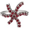 Silver ring with czech garnet, rhodium plated - star                                                