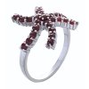 Silver ring with czech garnet, rhodium plated - star                                                