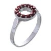 Silver ring with czech garnet, rhodium plated - circle                                              