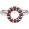 Silver ring with czech garnet, rhodium plated - circle                                              