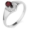 White gold ring with czech garnet and diamond - drop                                                