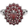 Silver ring with czech garnet, rhodium plated - oval                                                
