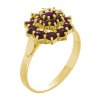 Silver ring with czech garnet, gold plated - flower                                                 