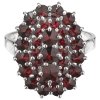 Silver ring with czech garnet, rhodium plated - oval                                                