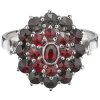 Silver ring with czech garnet, rhodium plated - oval                                                