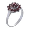 Silver ring with czech garnet, rhodium plated - flower                                              