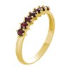 Silver ring with czech garnet, gold plated - line                                                   