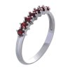 Silver ring with czech garnet, rhodium plated - line                                                