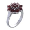 Silver ring with czech garnet, rhodium plated - flower                                              