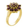 Silver ring with czech garnet, gold plated - flower                                                 