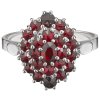 Silver ring with czech garnet, rhodium plated - oval                                                
