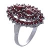 Silver ring with czech garnet, rhodium plated - oval                                                