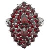 Silver ring with czech garnet, rhodium plated - oval                                                