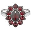Silver ring with czech garnet, rhodium plated - oval                                                