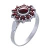 Silver ring with czech garnet, rhodium plated - flower                                              