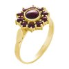 Silver ring with czech garnet, gold plated - flower                                                 