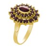 Silver ring with czech garnet, gold plated - oval                                                   