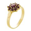 Silver ring with czech garnet, gold plated - flower                                                 