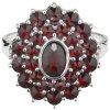 Silver ring with czech garnet, rhodium plated - oval                                                