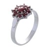 Silver ring with czech garnet, rhodium plated - flower                                              