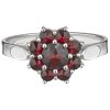 Silver ring with czech garnet, rhodium plated - flower                                              