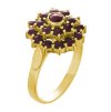 Silver ring with czech garnet, gold plated - flower                                                 