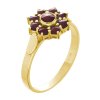 Silver ring with czech garnet, gold plated - flower                                                 
