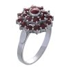 Silver ring with czech garnet, rhodium plated - flower                                              